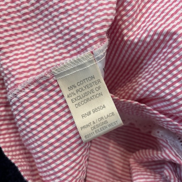 Eileen West Medium striped Robe seersucker with eyelet Trim red white - Picture 11 of 12